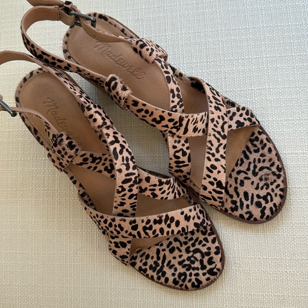 Worn once!  Madewell asymmetrical sandals in calf hair